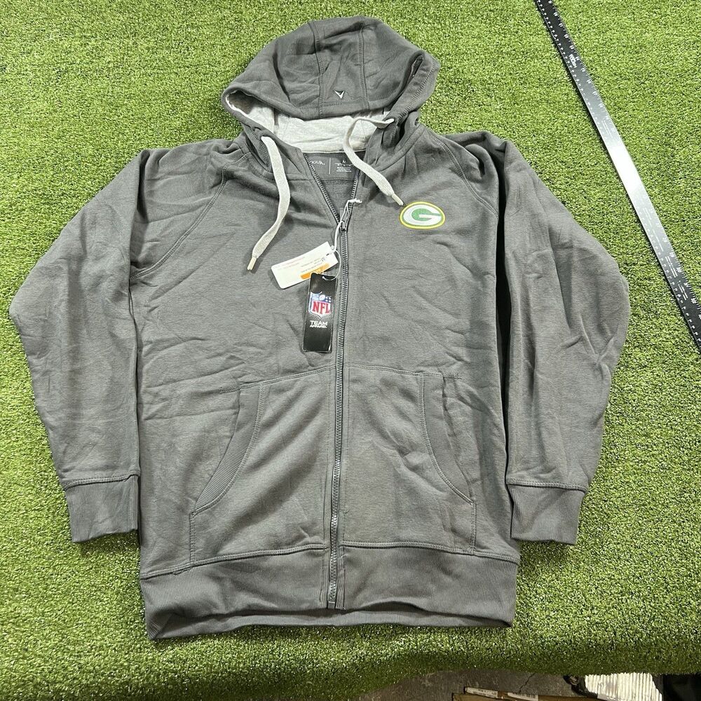 Green Bay Packers Antigua Victory Full Zip Hoodie Men's M Charcoal Gray NWT NFL